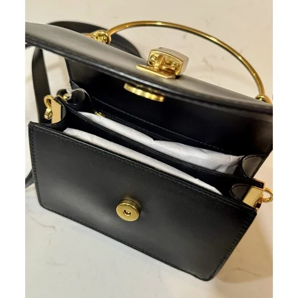 Ted Baker London SSLOANE  Black Leather Gold Top Handle Bag Padlock Charm - Picture 8 of 9